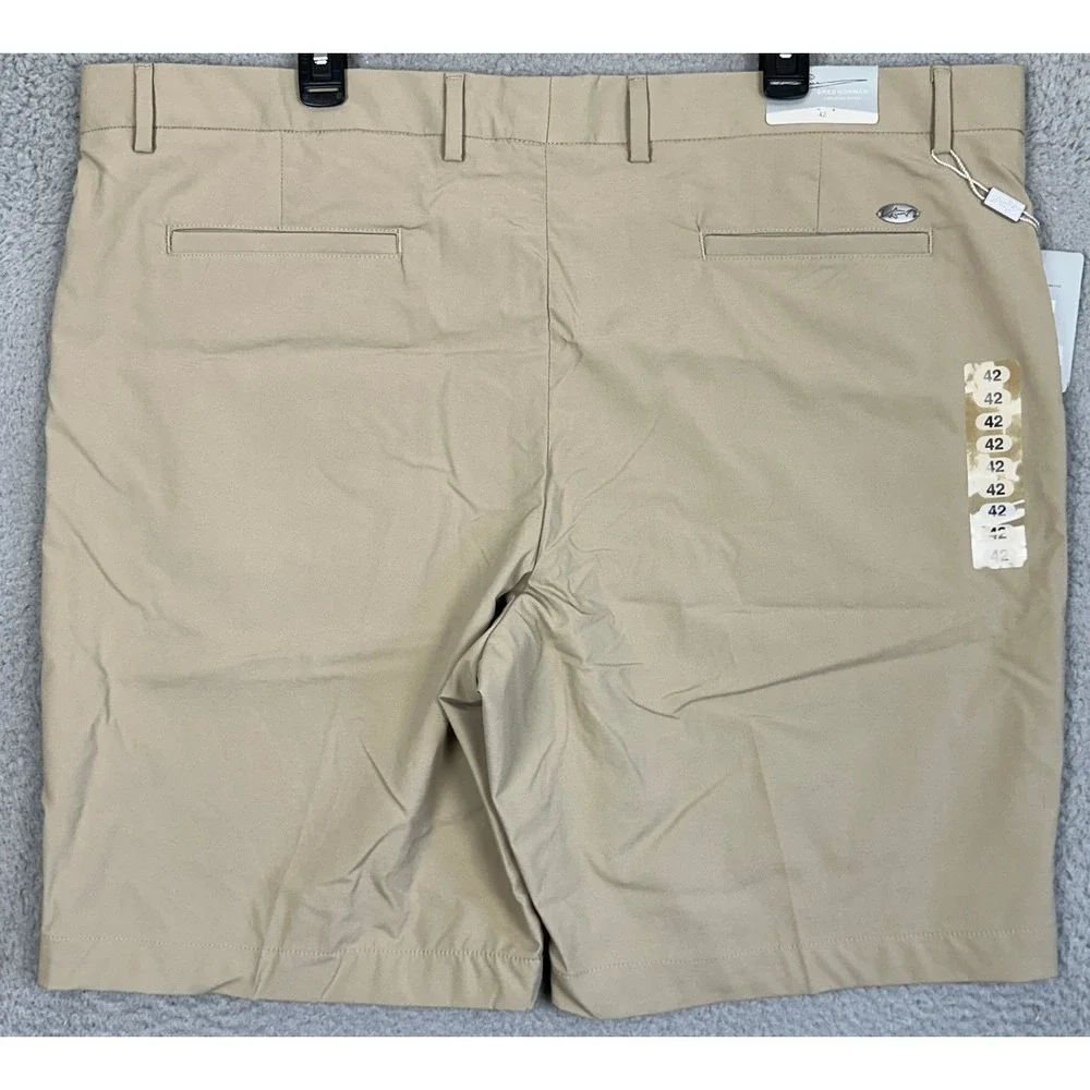NEW Greg Norman Shorts Mens 42 Tan Beige Signature Series Golf Chino Stretch